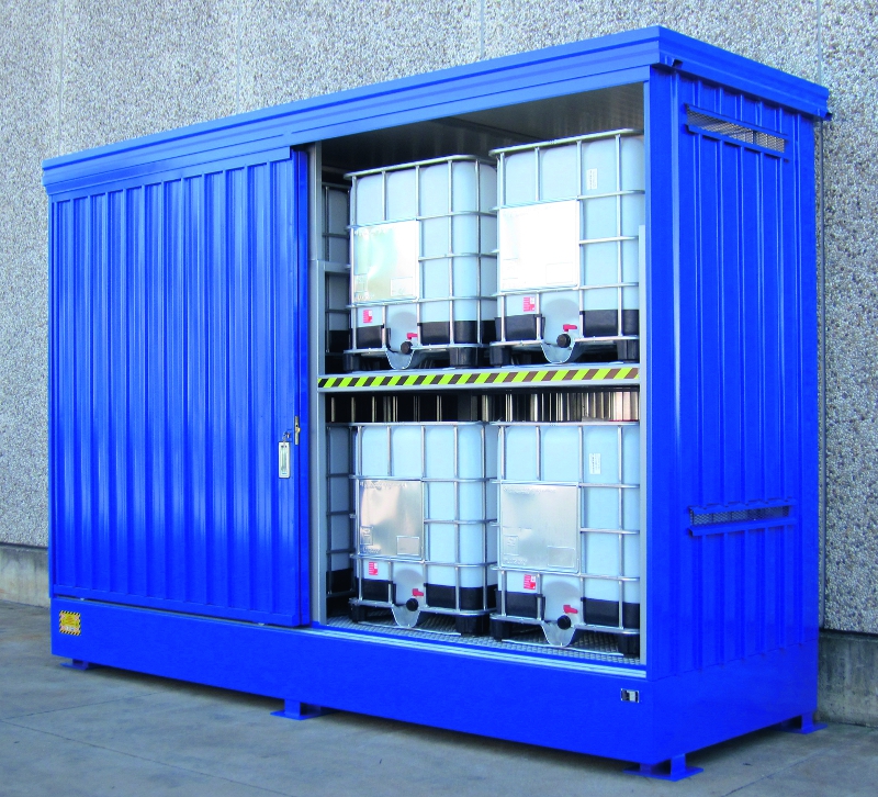 Galvanized Container Sump Cabinet for 8 IBC with Sliding 