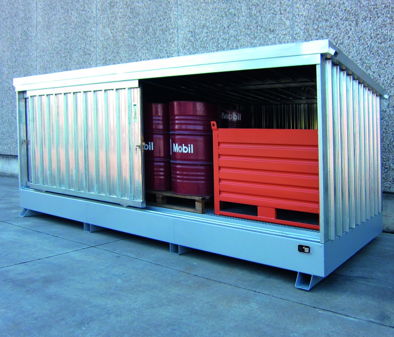 Galvanized Storage Container with collection tank for Drums on