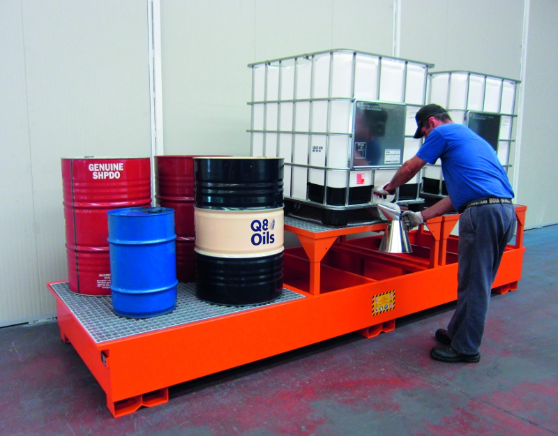 Dispensing Steel Sump Pallet For 3 IBCs S&S Spill Control