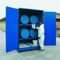 Thermally Insulated Storage Cabinet with sump for 4 Drums