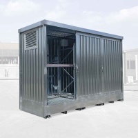 Outside Carbon Steel Container with Watertight Sump and Drum Shelving (1100L , Sliding Doors)