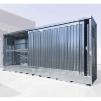 Outdoor Carbon Steel Container with Watertight Sump and Drum Shelving(1500L, Sliding Doors)
