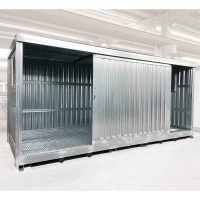 Corrugated Sheet Metal Container with Watertight Sump (650L, Sliding Door)