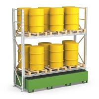 Galvanised Shelving Unit for 12 Drums with Sump