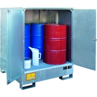 Galvanized Drum Cabinets with containment for outside storage