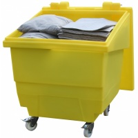 Mobile Polythene General Lidded Bin with spill absorbents