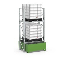 Galvanised Shelving Unit for 2 IBCs with Sump