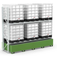 Galvanised Shelving Unit for 6 IBCs with Sump
