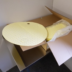 Box of Chemical Absorbent Drum Top Mats for drips and leaks