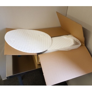 Box of Oil Only Absorbent Drum Top Mats for spills and leaks