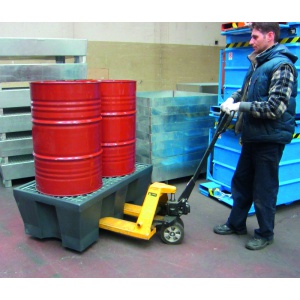 TUFF! Polyethylene Sump Pallet For 2 Drums with galvanized grid
