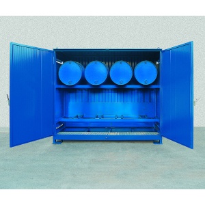 Galvanized containment Sump Cabinets for 8 - 12 Drums with doors