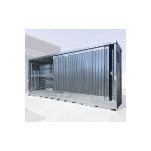Outdoor Carbon Steel Container with Watertight Sump and Drum Shelving(1500L, Sliding Doors)