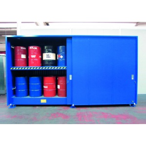 Galvanized collection sump Containers for 10 - 40 Drums sliding doors