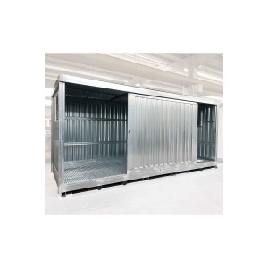 Corrugated Sheet Metal Container with Watertight Sump (650L, Sliding Door)