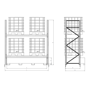 Galvanised Shelving Unit for 4 IBCs with SumpGalvanised Shelving Unit for 4 IBCs with Sump