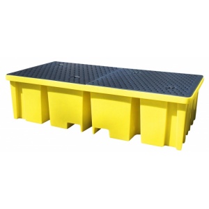 Twin IBC spill Pallet Bund with 4 Way Fork Entry with grid