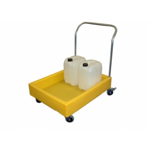 Polythene drum Sump Trolley with zinc coated handle and 100 litre bund