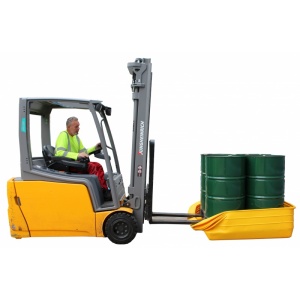 4 Drum sump pallet with Flexible Lip  with forktruck