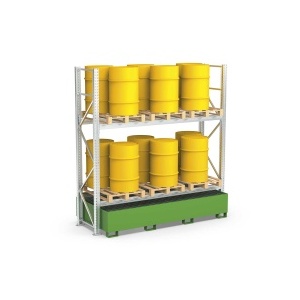 Galvanised Shelving Unit for 12 Drums with Sump