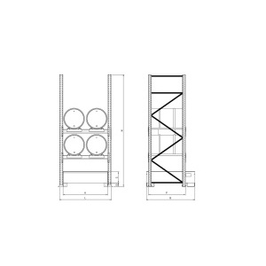 Galvanised Shelving Unit for 4 Drums Drawing 