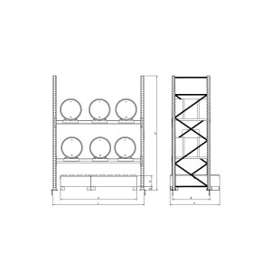 Galvanised Shelving Unit for 6 Drums Drawing