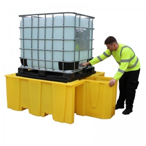 IBC Spill Pallet with Integral Dispenser and Removable Grid