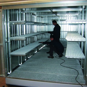 Multipurpose Container 11m² with Spill Containment Sump End Access with shelving
