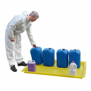 Polyethylene Low Profile Open Drip Tray for spills 60L in action