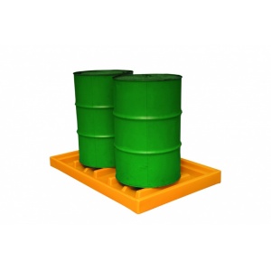 Large Low Profile Open Polythene Drip Tray for spills and 3 drums -145L