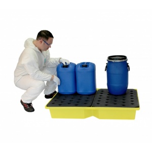 Polyethylene Drip Sump Tray for spills - 100 litre  being used
