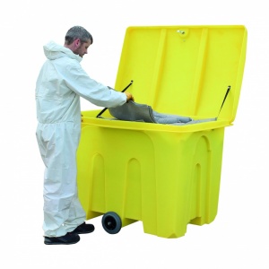 Mobile Polythene Lidded General Purpose Bin XL in action