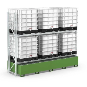 Galvanised Shelving Unit for 6 IBCs with Sump
