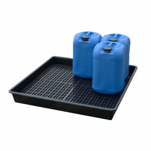 Drip Tray made from Recycled Polythene with a grid and a sump of 100 litres with drums