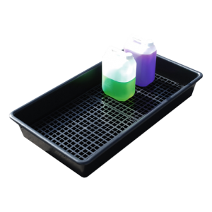 Drip Tray made from Recycled Polythene with a grid and a sump of 65 litres with drums