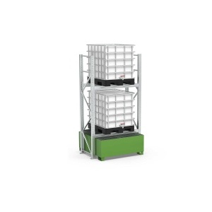 Galvanised Shelving Unit for 2 IBCs with Sump