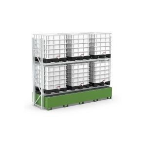Galvanised Shelving Unit for 6 IBCs with Sump