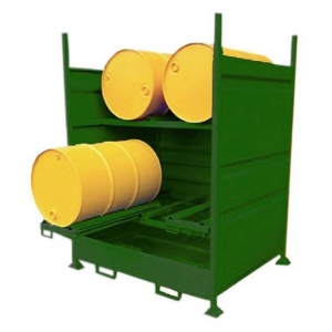 Steel Sump Pallet for 4 Horizontal Drums optional pullout carriage