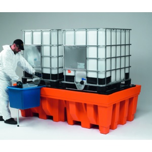 Premium Polythene Sump Pallet For 2 IBCs with optional spill bucket