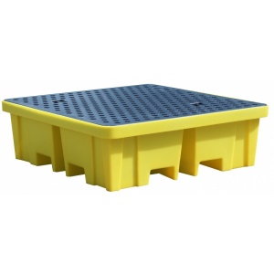 Polyethylene Spill Bund Pallet For 4 Drums with Four Way Entry with grid