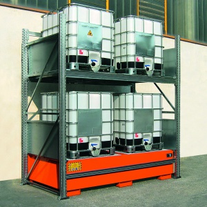 Steel Racking with Spill Containment Sump for 4 IBCs