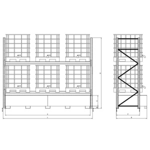 Galvanised Shelving Unit for 6 IBCs with Sump
