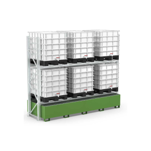 Galvanised Shelving Unit for 6 IBCs with Sump