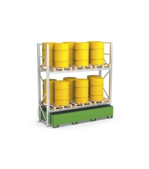 Galvanised Shelving Unit for 12 Drums with Sump