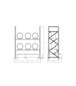 Galvanised Shelving Unit for 6 Drums Drawing