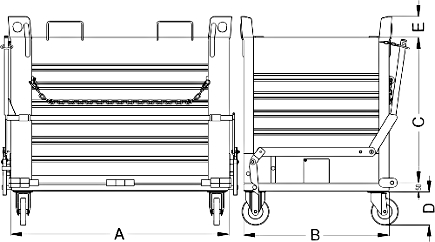 diagram of drop bottom skip on wheels